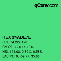 Color code: HEX #4ADE7E | qconv.com