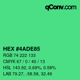 カラーコード: HEX #4ADE85 | qconv.com