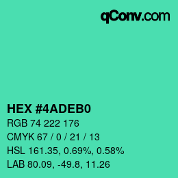 Color code: HEX #4ADEB0 | qconv.com