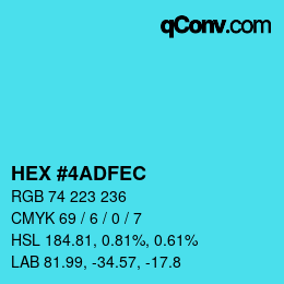 カラーコード: HEX #4ADFEC | qconv.com