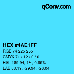 カラーコード: HEX #4AE1FF | qconv.com