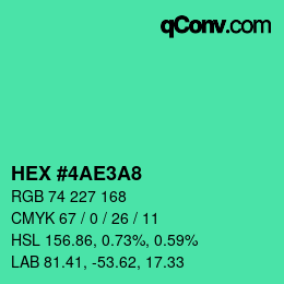 颜色代码: HEX #4AE3A8 | qconv.com