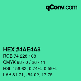 カラーコード: HEX #4AE4A8 | qconv.com