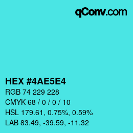 Color code: HEX #4AE5E4 | qconv.com