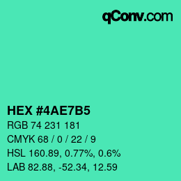 カラーコード: HEX #4AE7B5 | qconv.com