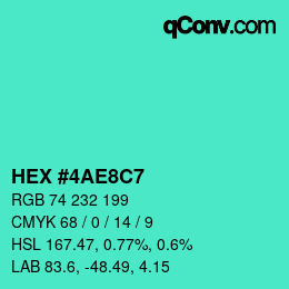 Color code: HEX #4AE8C7 | qconv.com