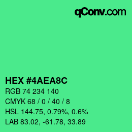 カラーコード: HEX #4AEA8C | qconv.com