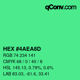 颜色代码: HEX #4AEA8D | qconv.com