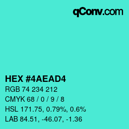 Color code: HEX #4AEAD4 | qconv.com