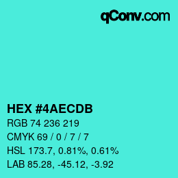 カラーコード: HEX #4AECDB | qconv.com