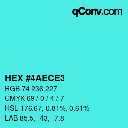 カラーコード: HEX #4AECE3 | qconv.com