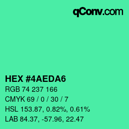 カラーコード: HEX #4AEDA6 | qconv.com