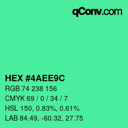 Color code: HEX #4AEE9C | qconv.com