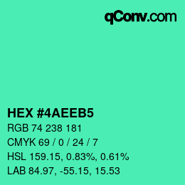カラーコード: HEX #4AEEB5 | qconv.com
