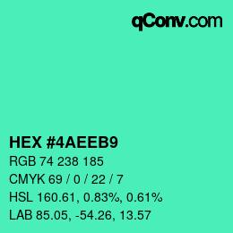 カラーコード: HEX #4AEEB9 | qconv.com