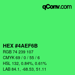 Color code: HEX #4AEF6B | qconv.com