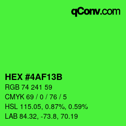 カラーコード: HEX #4AF13B | qconv.com