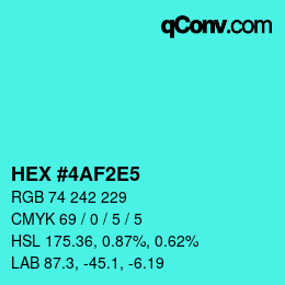 Color code: HEX #4AF2E5 | qconv.com