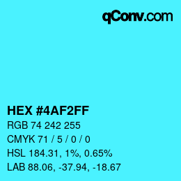 Color code: HEX #4AF2FF | qconv.com