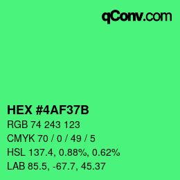 Color code: HEX #4AF37B | qconv.com