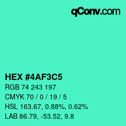 Color code: HEX #4AF3C5 | qconv.com