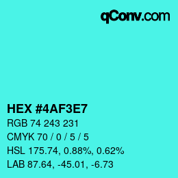 Farbcode: HEX #4AF3E7 | qconv.com