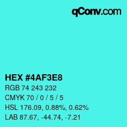 Color code: HEX #4AF3E8 | qconv.com