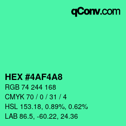 Color code: HEX #4AF4A8 | qconv.com
