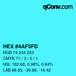 Color code: HEX #4AF5FD | qconv.com