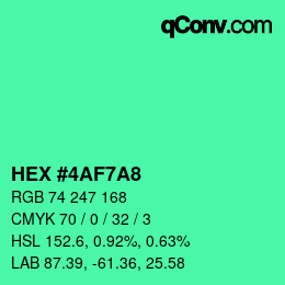 Color code: HEX #4AF7A8 | qconv.com