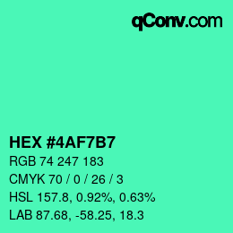 カラーコード: HEX #4AF7B7 | qconv.com