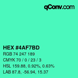 Color code: HEX #4AF7BD | qconv.com