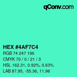 Color code: HEX #4AF7C4 | qconv.com