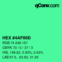Color code: HEX #4AF89D | qconv.com