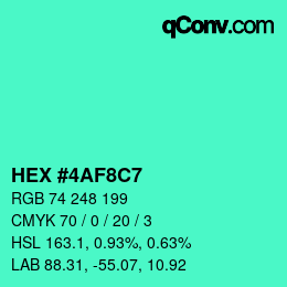 Color code: HEX #4AF8C7 | qconv.com
