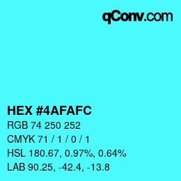 カラーコード: HEX #4AFAFC | qconv.com