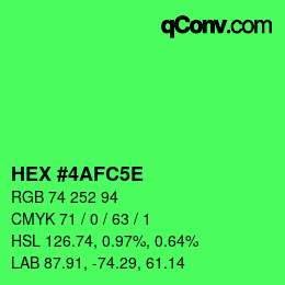 カラーコード: HEX #4AFC5E | qconv.com