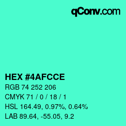 カラーコード: HEX #4AFCCE | qconv.com