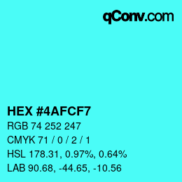 Color code: HEX #4AFCF7 | qconv.com