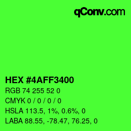Color code: HEX #4AFF3400 | qconv.com