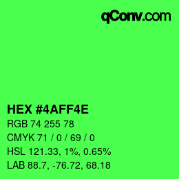 カラーコード: HEX #4AFF4E | qconv.com