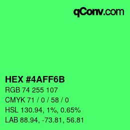 Color code: HEX #4AFF6B | qconv.com