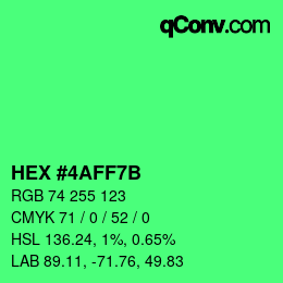 Color code: HEX #4AFF7B | qconv.com