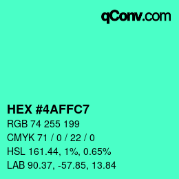Color code: HEX #4AFFC7 | qconv.com