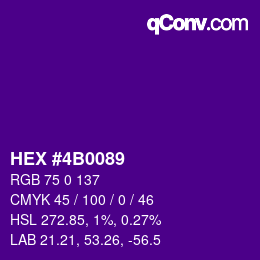 Color code: HEX #4B0089 | qconv.com