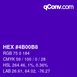 Color code: HEX #4B00B8 | qconv.com