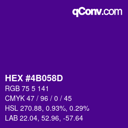 Farbcode: HEX #4B058D | qconv.com