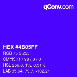 Color code: HEX #4B05FF | qconv.com