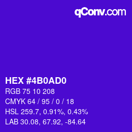 Color code: HEX #4B0AD0 | qconv.com