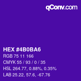 Color code: HEX #4B0BA6 | qconv.com
